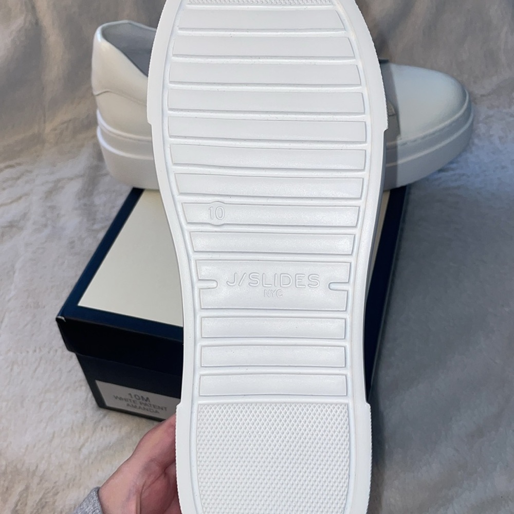 NWT J/SLIDES AMANDA PATENT Leather White Sneaker - Picture 13 of 13